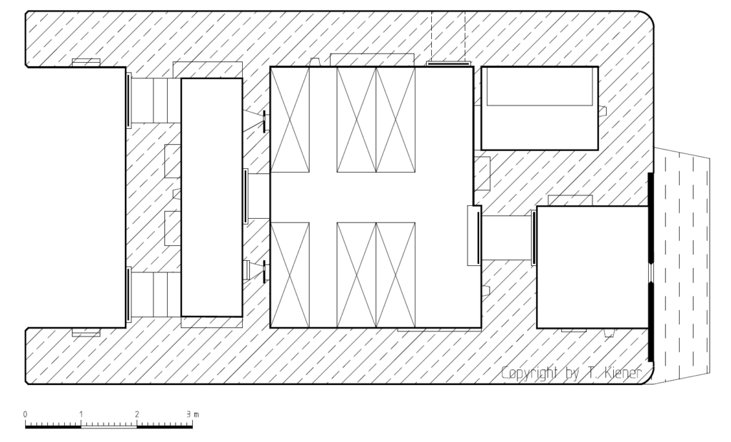 Grundriss des Museumsbunkers Ro1 der Neckar-Enz-Stellung